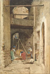 Italian Courtyard and Figures