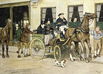 The Pickwickians start from the Bull Hotel at Rochester