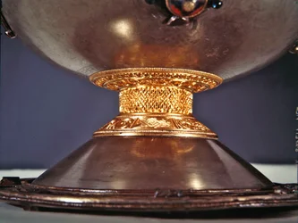 The Ardagh Chalice, Reerasta, County Limerick (silver with silver gilding, enamel, brass & bronze) (detail)
