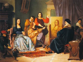 Leonardo da Vinci painting Mona Lisa by Cesare Maccari (1840-1919)