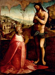 Christ Suffering and cardinal Oliviero Carafa in prayer