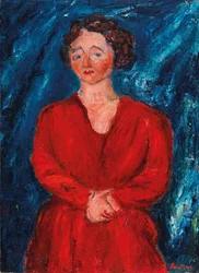 The Woman in Red on Blue Background, ca 1928
