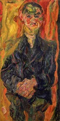 Man in Blue, with a Yellow and Red Background