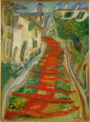 Red stairs in Cagnes