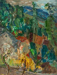 Townscape with Cypress Trees, South of France, 1920s-1930s