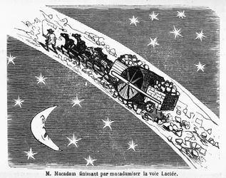 Cartoon on the stone covering of streets, MacAdam, Scottish engineer: 