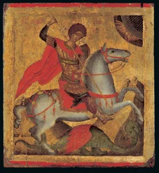 Icon of St. George on Horseback, Slaying the Dragon