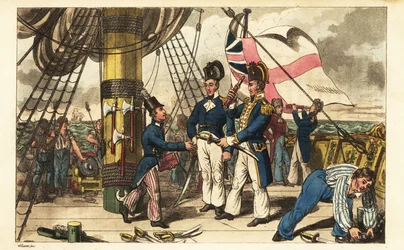 Captain Spring Makes Midshipman Newcome His Aide-de-camp and Hands Him His Sword on the Quarterdeck of HMS Victory