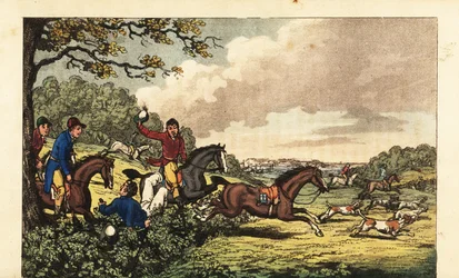 Midshipman Newcome Falls into a Hedge While Fox Hunting Near Bertram Hall