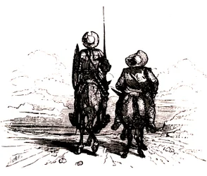 Don Quixote on His Horse, Next to Sancho on His Donkey