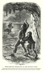 Hugh Miller Tide-Bound in the Doocot Caves (engraving)