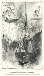 Stephenson goes down the shaft (engraving)