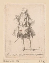 Standing Nobleman Seen from the Front (Petit Maître Pretending to Think) (Figures de modes)