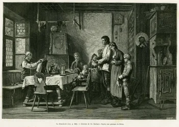 The Benedictine. Barbant engraving after a painting by Brion, to illustrate the story 