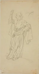 Armed Arab Leaning Against a Wall