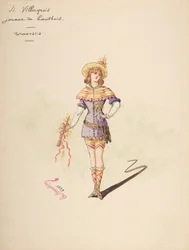 Costume Design for 4 Villageois jouant au hautbois, Descriptive Sheet of Costume