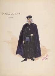 Costume for Sir Olivier McText, Descriptive Sheet of Accessories