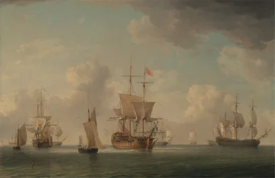 English Ships Under Sail in a Very Light Breeze