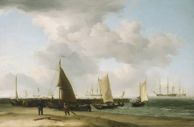 Scene on the Shore, with a War Building on the Horizon
