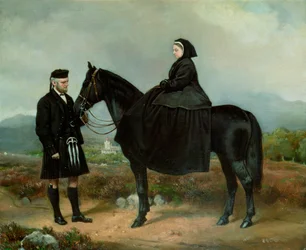Queen Victoria (1819-1901) on Horseback with John Brown
