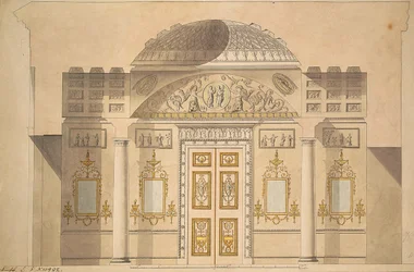 Elevation of the Mirror Wall in the Jasper Study in the Agate Pavilion at Tsarskoye Selo