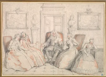Trissotin Reading to Philaminte, Bélise, and Armande