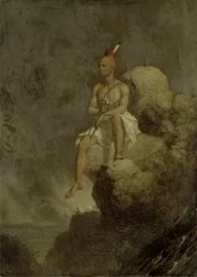 Indian Warrior on the Edge of a Precipice