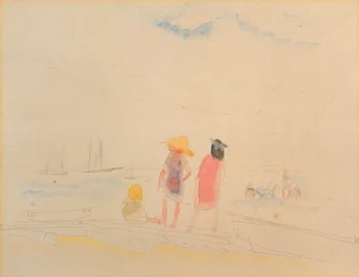 Two Women and Child on Beach