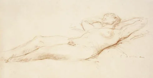 Reclining Female Model with Hands Under Neck