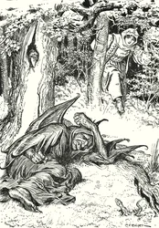 The girl, coming that way, saw her lying fast asleep