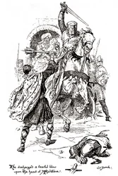 Athelstane is Struck with a Sword by Bois-Guilbert, in Ivanhoe