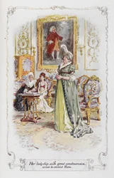 Her ladyship, with great condescension, arose to receive them, illustration from 
