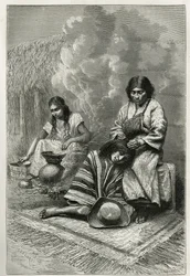The Spoilage of a Child by His Mother and Manufacture of Cane Eau de Vie (Rum), Near Cali (Cauca Valley, Colombia), Engraving by Ch.Delort, to Illustrate the Story of Equinoxiale America by E.Andre, a Mission Assignment by the French Government, Published