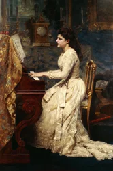 A Young Girl Playing a Piano