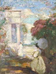 Lyrical Landscape with Two Figures in Nineteenth Century Dress