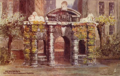 Old Water Gate from the Victoria Embankment Gardens in London