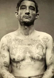 Portrait of a tattooed man