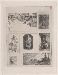 Farmyard Landscape, Seated Peasant, Beggar, Little Beggar, 1844