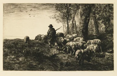 Herd of Pigs with Swineherd