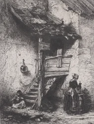 Stairs and Woman Churning, 1845
