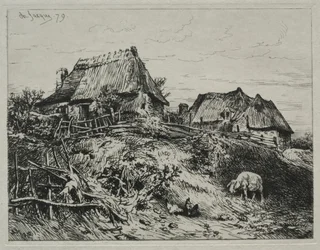 Two Cottages on a Bank, 1879