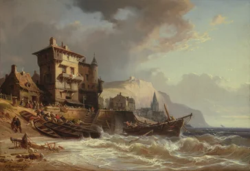 Hauling the Boats Ashore on the Coast of Brittany