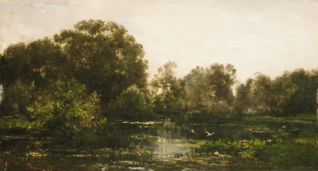A River Landscape with Storks