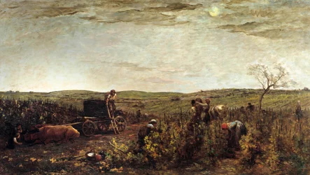 Harvest in Burgundy. Painting by Charles Francois Daubigny (1817-1878) 1863