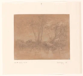 Landscape with Drinking Cows