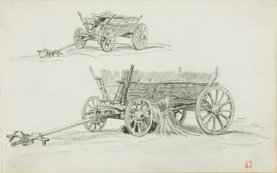 Two Sketches of an Ox Cart