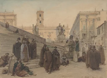 The Campidoglio seen from the Staircase of the Church of the Aracoeli, Rome, at Sunset, 1846