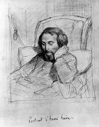 Heinrich Heine (1797-1856), German writer. Drawing by Charles Gleyre