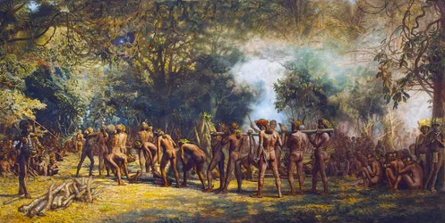Cannibal feast on the Island of Tanna, Vanuatu, c.1887