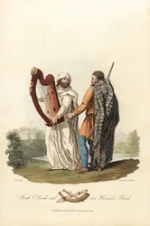 Irish Ollamh and an Heraldic Bard, Pre-Roman Era, 1821 (engraving)